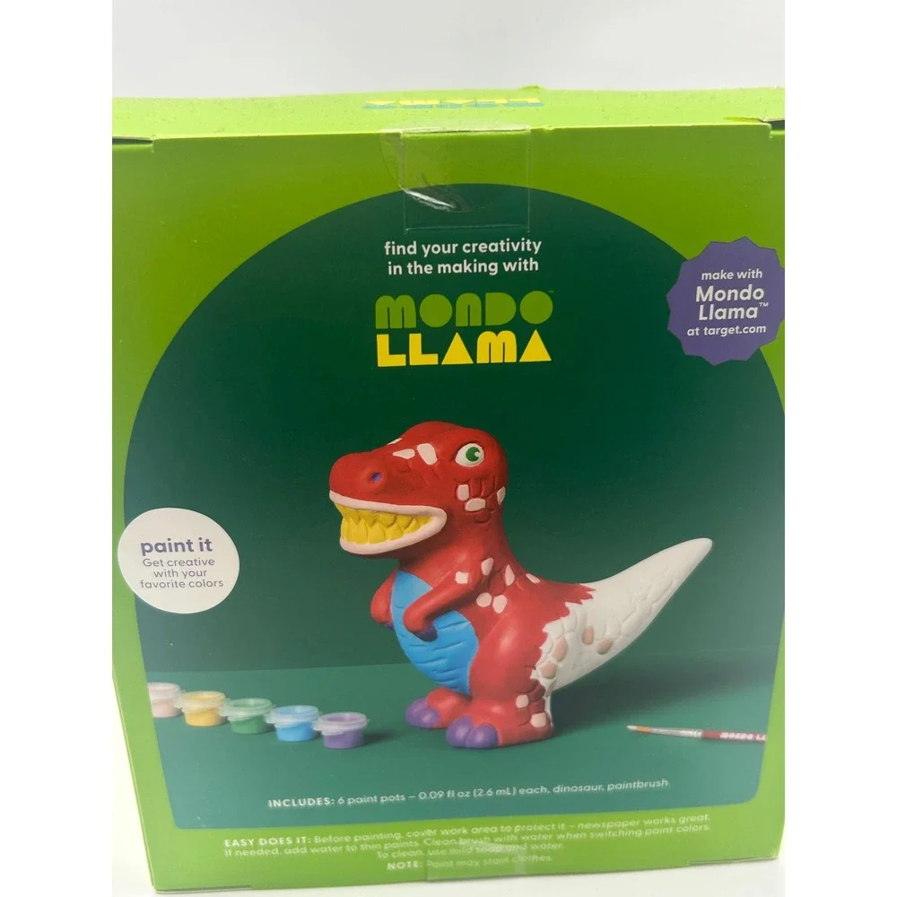 Mondo Llama Paint Your Own‎ Ceramic Dinosaur Kit T-Rex Craft Set with Paints